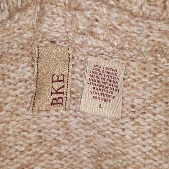B.K.E. Knit Semi-Wrap Sweater Khaki Cardigan Size Large - Picture 5 of 8